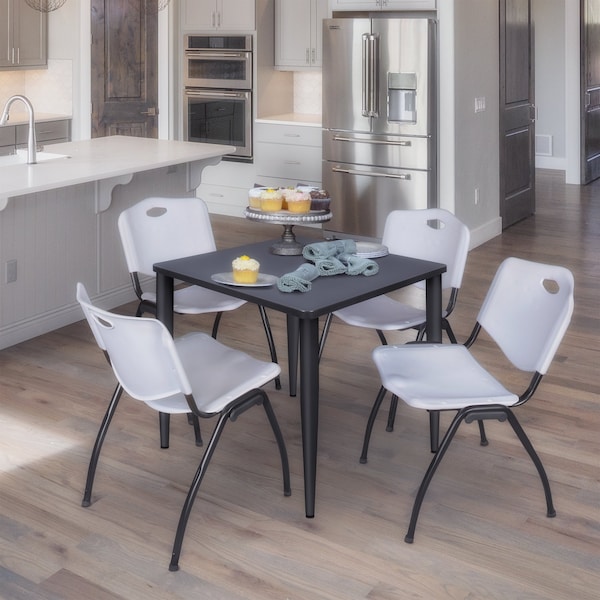Regency Kahlo Square Table & Chair Sets, 30 W, 30 L, 29 H, Wood, Metal, Plastic Top, Grey TPL3030GYBK47GY - main